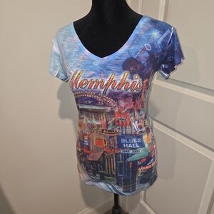 Vibrant Memphis Graphic V-Neck Tee
